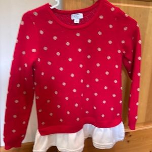 Red with gold Polk a dot sweater